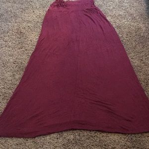 High waisted maroon maxi skirt